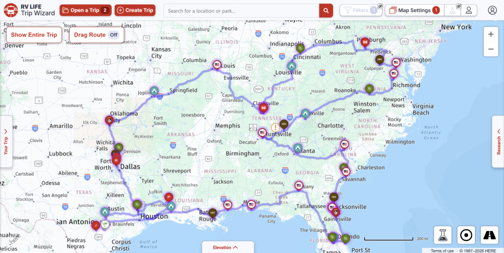 43 Campground Year Long 2023 Trip