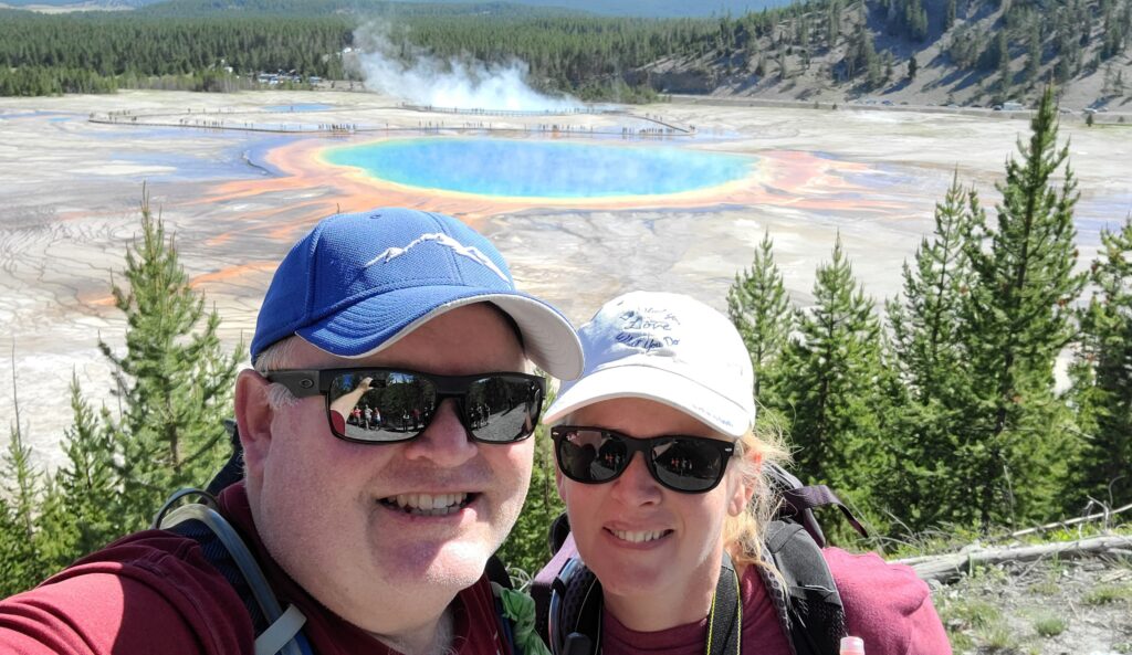 Rob & Lisa at Grand Prismatic Spring Overlook.