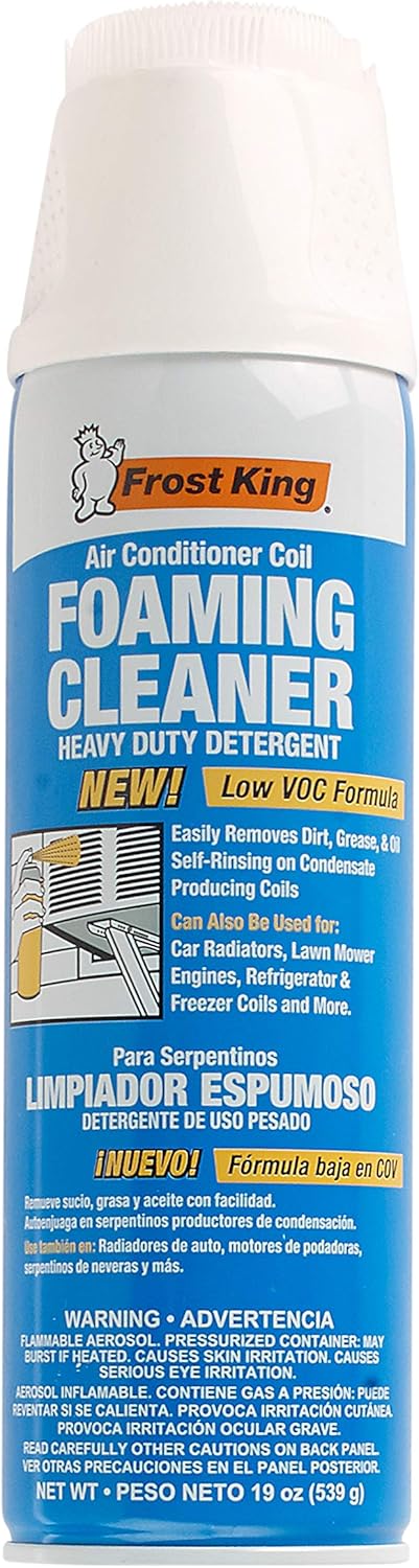 Foaming coil cleaner for RV air conditioner maintenance