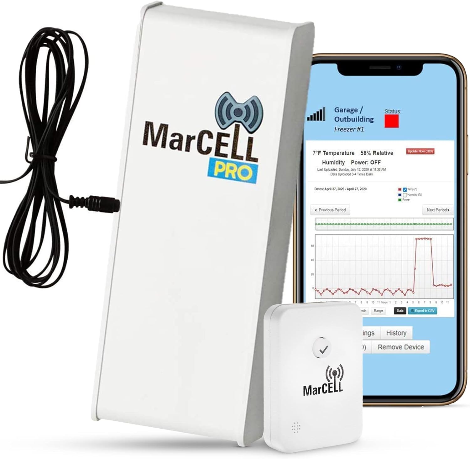 MarCELL PRO remote RV temperature humidity power and water leak monitor