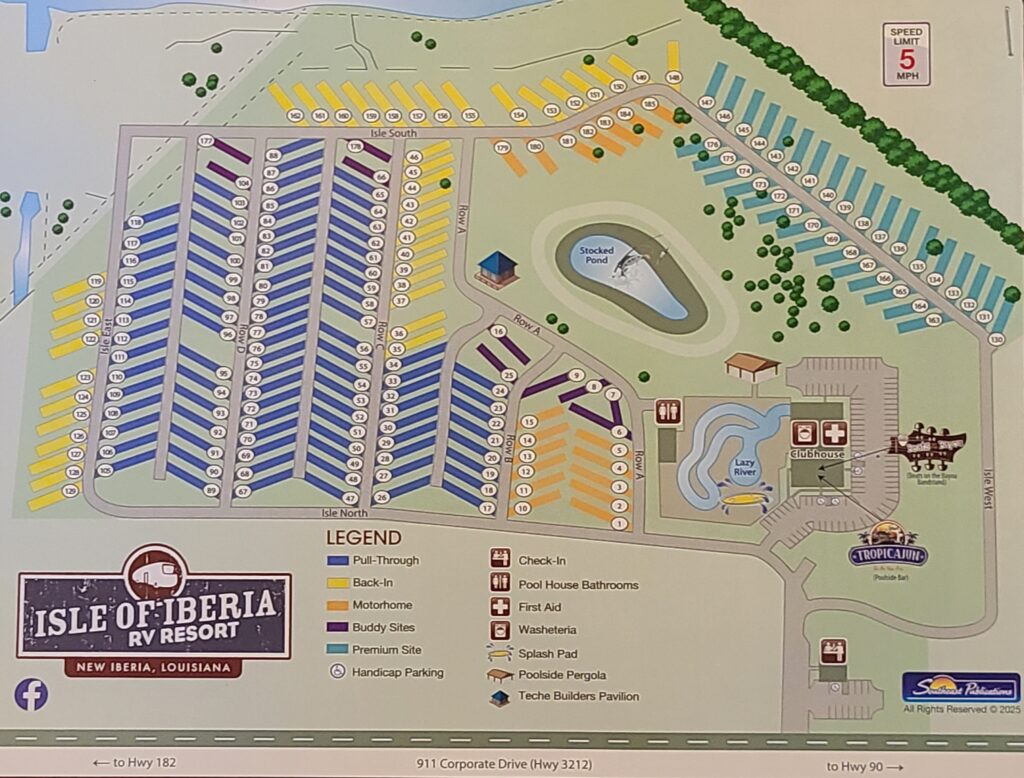 Isle of Iberia Campground Map