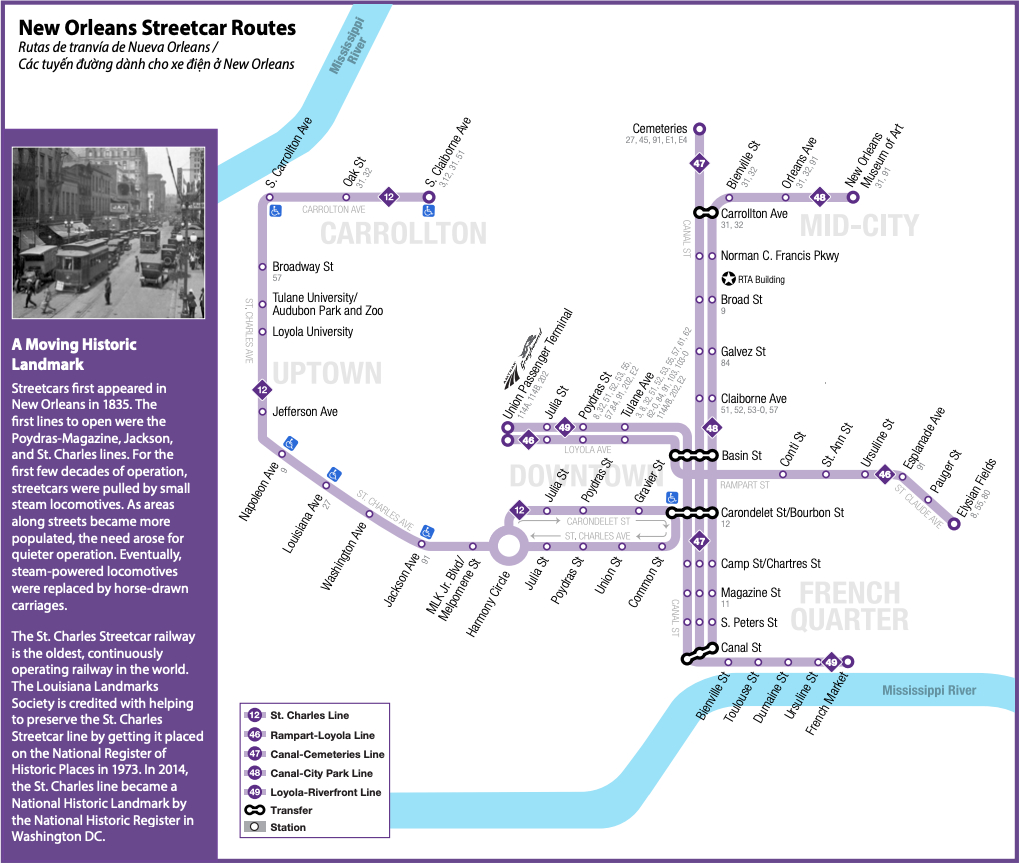 New Orleans Streetcar map