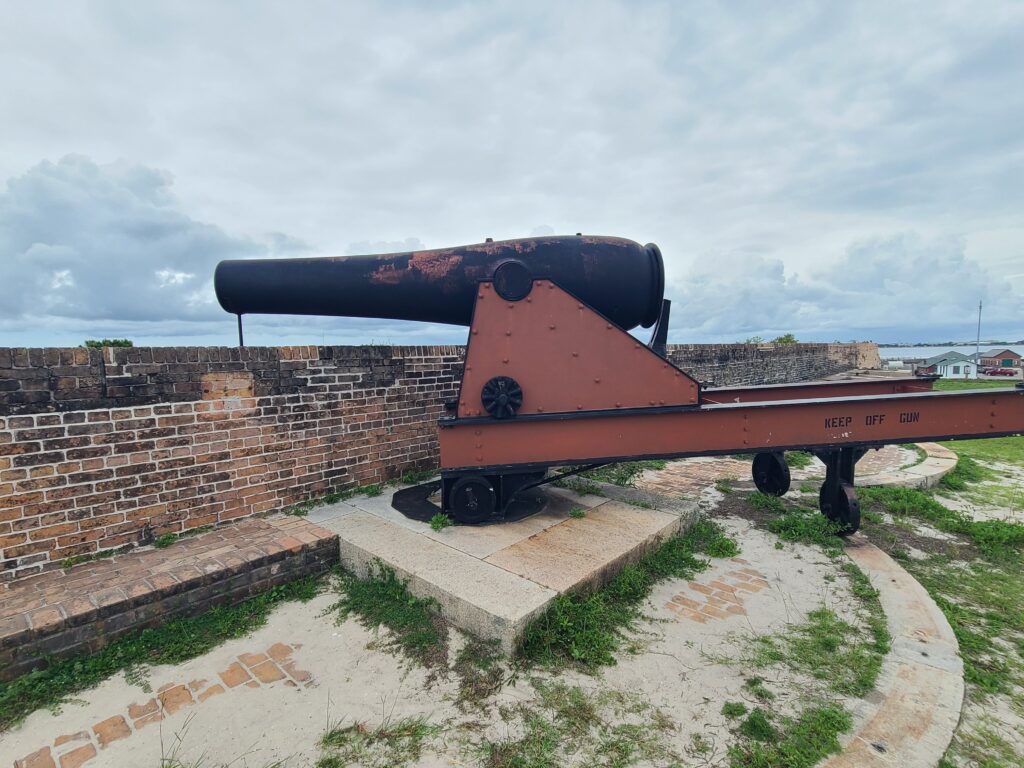 Historic cannon positioned atop Fort Pickens.