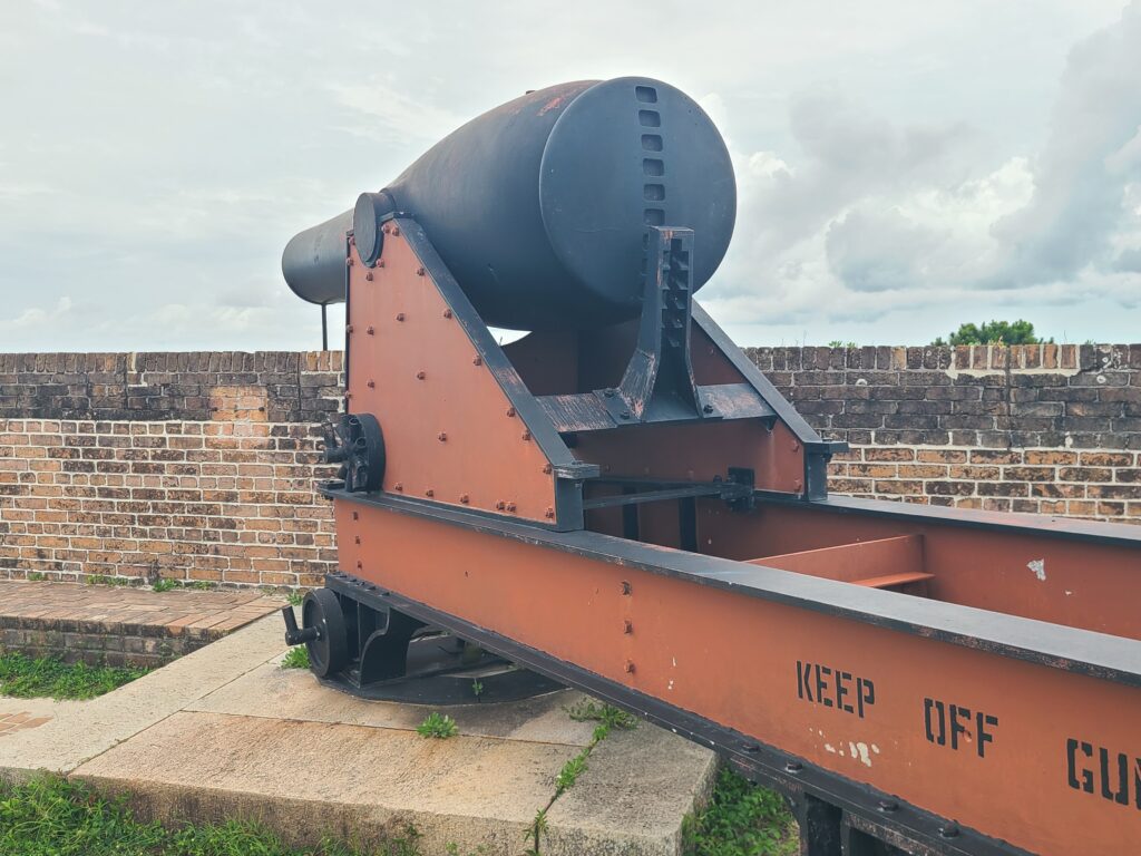 Historic cannon positioned atop Fort Pickens.