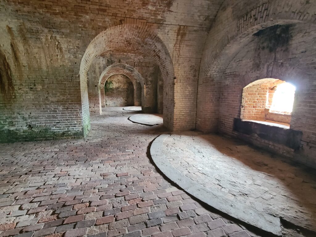 Brick tunnel passageway inside Fort Pickens.