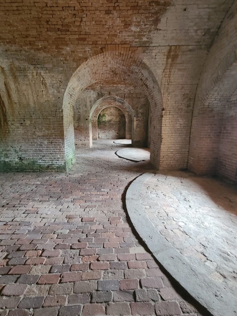 Brick tunnel passageway inside Fort Pickens.