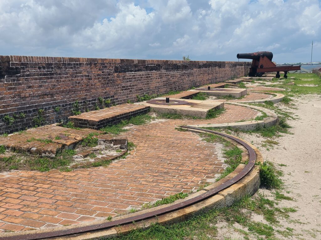 Historic cannon positioned atop Fort Pickens.