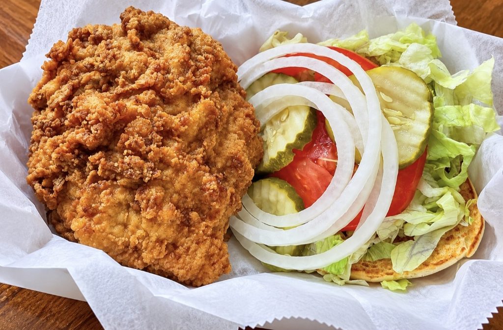 Spicy pork tenderloin sandwich at Cammack Station
